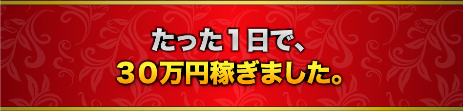 たった１日で、３０万円稼ぎました。