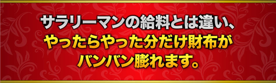 サラリーマンの給料とは違い、やったらやった分だけ財布がバンバン膨れます。