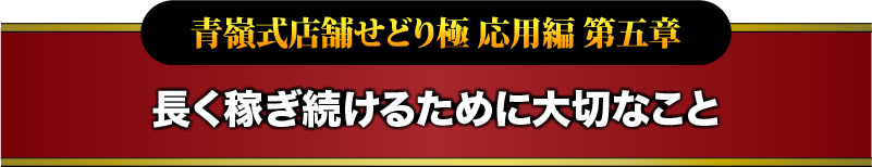 青嶺式店舗せどり極 応用編 第五章 長く稼ぎ続けるために大切なこと